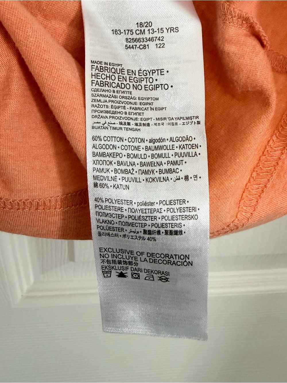 Hurley Orange Short Sleeve Tee with Navy & Pink Logo 18-20 - Picture 5 of 6